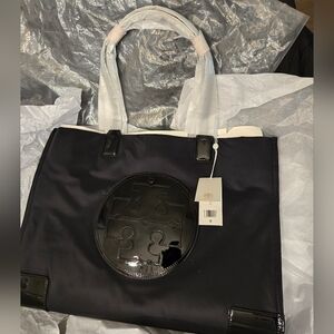 Tory Burch Black ELLA PATENT TOTE